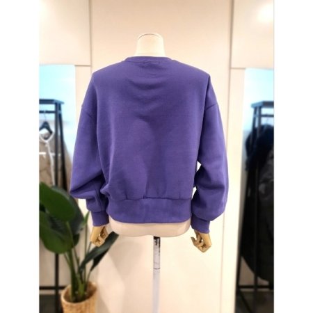 도띠 뽀글 자수 기모 맨투맨 퍼플