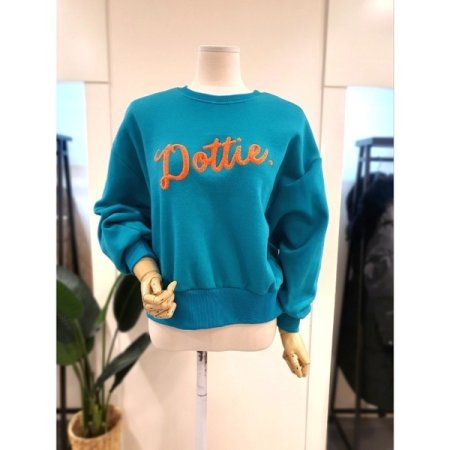 도띠 뽀글 자수 기모 맨투맨 퍼플