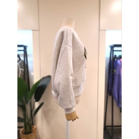 빈티지 프린팅 기모 맨투맨 오트밀