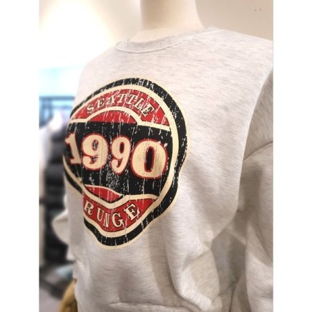 빈티지 프린팅 기모 맨투맨 오트밀