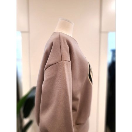 빈티지 프린팅 기모 맨투맨 브라운