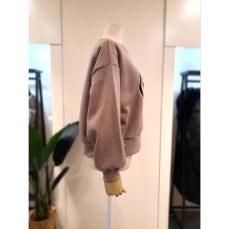 빈티지 프린팅 기모 맨투맨 브라운