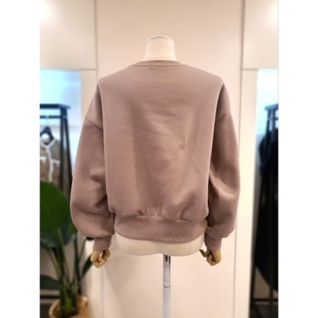 빈티지 프린팅 기모 맨투맨 브라운