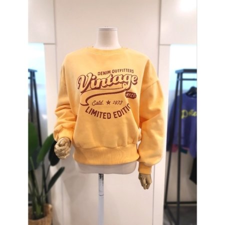 마리 라운드 기모 맨투맨 오렌지