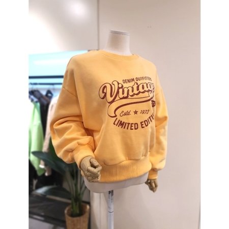 마리 라운드 기모 맨투맨 오렌지