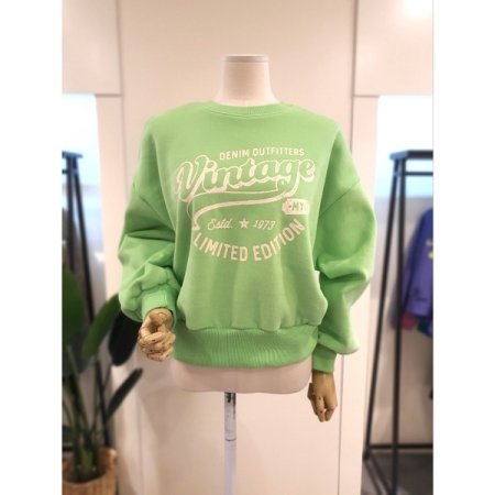 마리 라운드 기모 맨투맨 오렌지