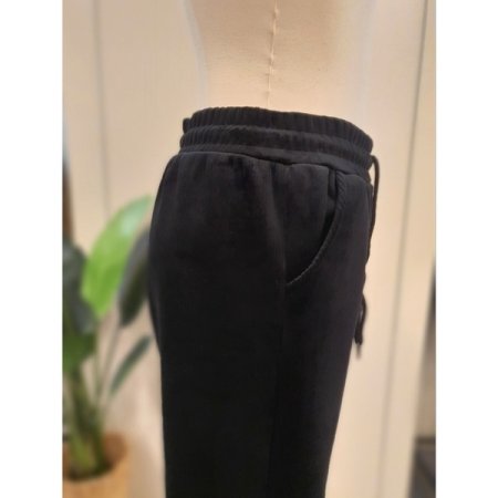 코듀 와이드 기모 밴딩 팬츠 블랙