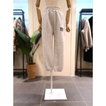 패치 밴딩 기모 조거 팬츠 오트밀