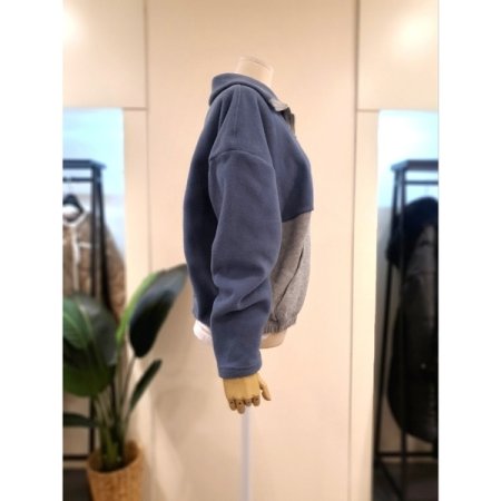 반집업 밑단 밴딩 기모 후리스 맨투맨