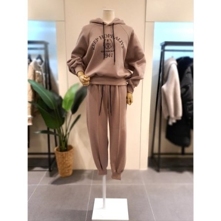 호프 기모 후드맨투맨 세트 베이지