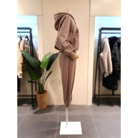 호프 기모 후드맨투맨 세트 베이지