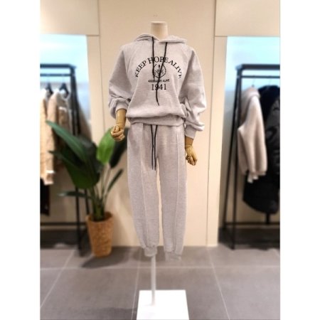 호프 기모 후드맨투맨 세트 베이지