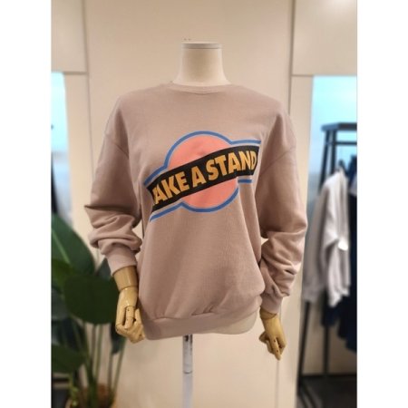 스탠드 라운드 맨투맨 아이보리