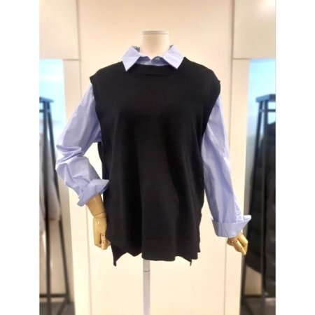 뒷트임 니트 베스트 블랙