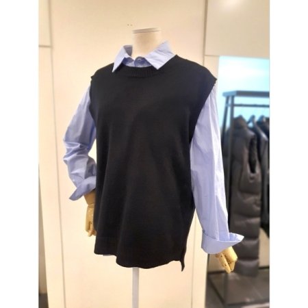 뒷트임 니트 베스트 블랙