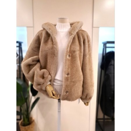 파니 에코 럭셔리 후드 퍼 점퍼 BE