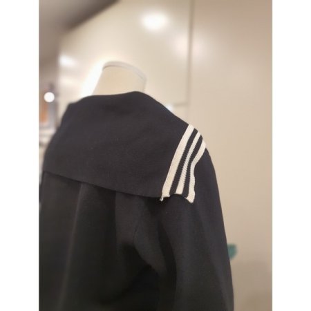 스트라이프 세일러 카라 가디건 블랙