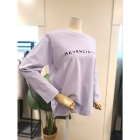 마드모아젤 라운드 긴팔 티셔츠 퍼플