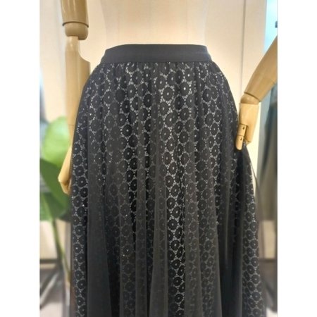 샤이 동전 망사 밴딩 스커트 블랙