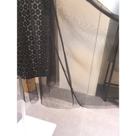 샤이 동전 망사 밴딩 스커트 블랙