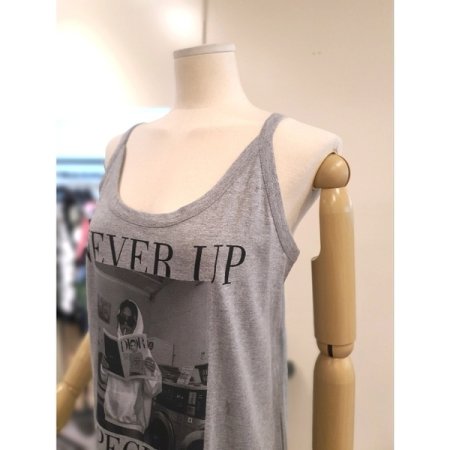 프린트 끈소매 면 원피스 그레이