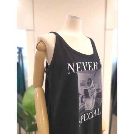 프린트 끈소매 면 원피스 블랙