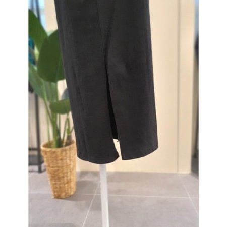 프린트 끈소매 면 원피스 블랙