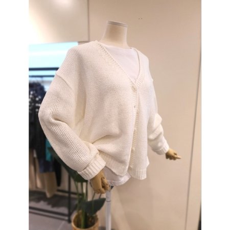 스프링 솔리드 버튼 가디건 아이보리