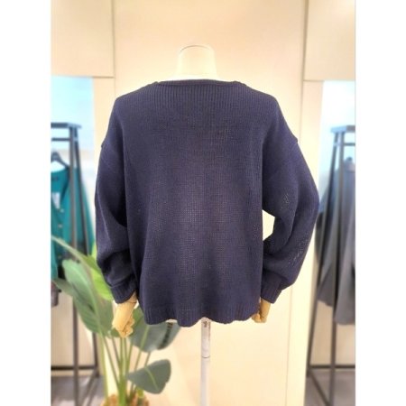 스프링 솔리드 버튼 가디건 네이비