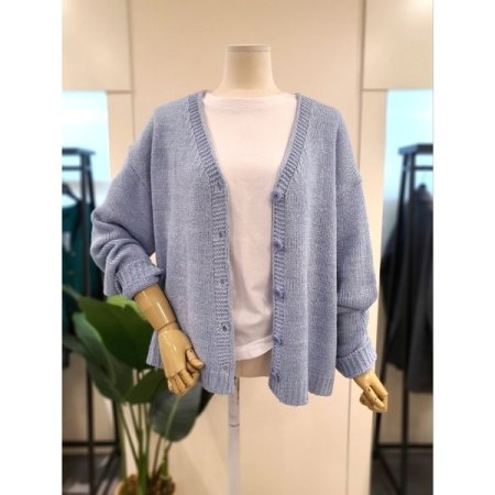 스프링 솔리드 버튼 가디건 네이비