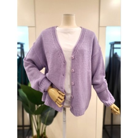 스프링 솔리드 버튼 가디건 네이비