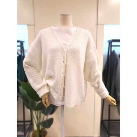 스프링 솔리드 버튼 가디건 네이비