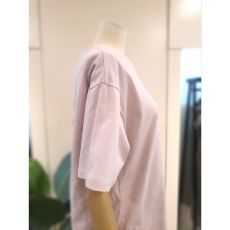 호일 배색 프린트 반팔 티셔츠 핑크