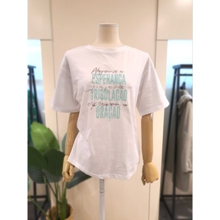 호일 배색 프린트 반팔 티셔츠 핑크