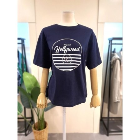 라운드 호일 프린트 반팔 티셔츠 핑크