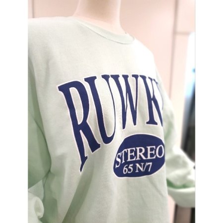 밑단 컷팅 프린팅 맨투맨 민트