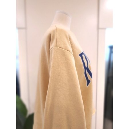 밑단 컷팅 프린팅 맨투맨 옐로우