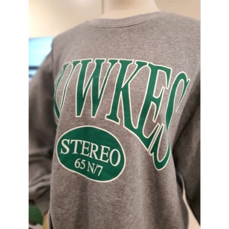 밑단 컷팅 프린팅 맨투맨 그레이