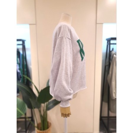 밑단 컷팅 프린팅 맨투맨 아이보리