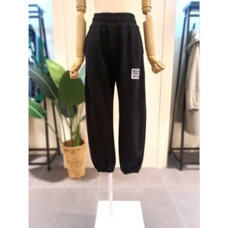 라벨 밴딩 조거 팬츠 블랙