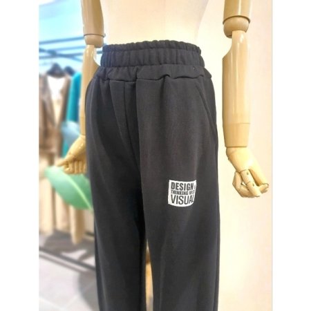라벨 밴딩 조거 팬츠 블랙