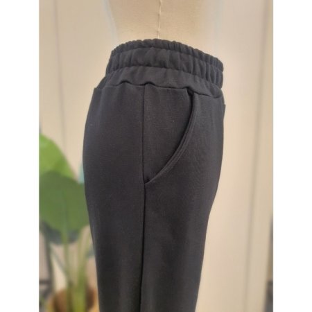 라벨 밴딩 조거 팬츠 블랙