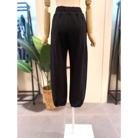 라벨 밴딩 조거 팬츠 블랙