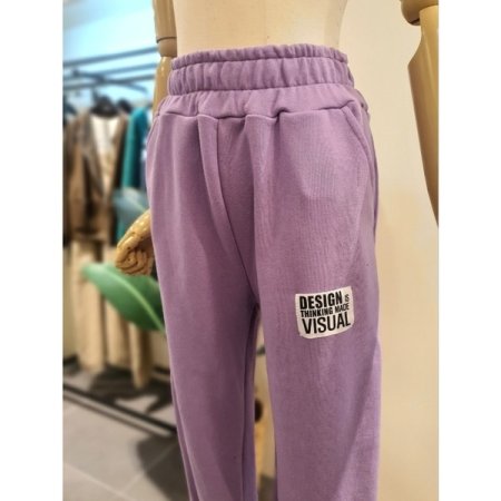 라벨 밴딩 조거 팬츠 퍼플
