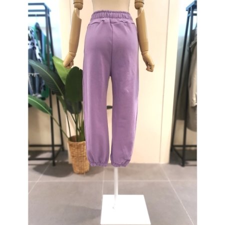 라벨 밴딩 조거 팬츠 퍼플
