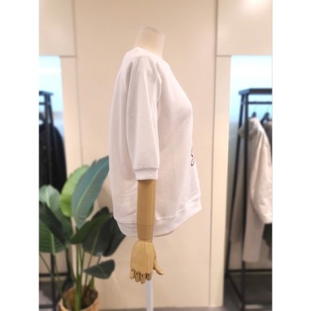 리본 고양이 프린팅 볼륨 반팔 티셔츠