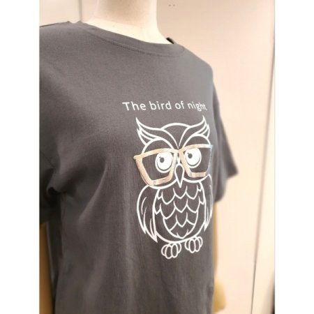 부엉이 호일 프린팅 티셔츠 카키