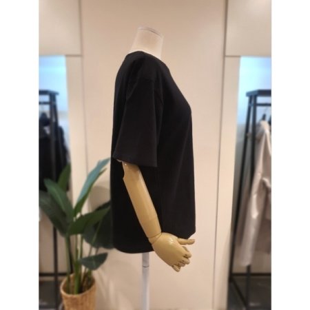 부엉이 호일 프린팅 티셔츠 블랙