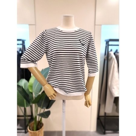 스마일 스트라이프 5부소매 니트 IV