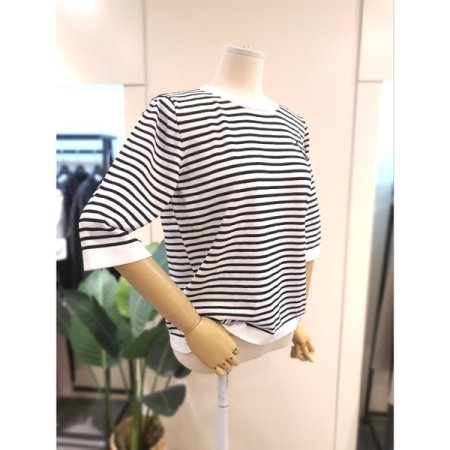 스마일 스트라이프 5부소매 니트 IV